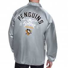 Pittsburgh Penguins Starter Gray Retro Logo Raglan Coaches Full-Snap Jacket