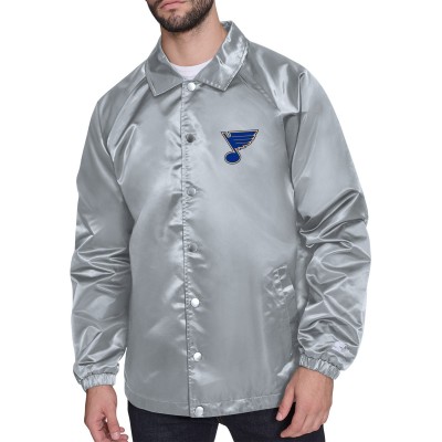 St. Louis Blues Starter Gray Retro Logo Raglan Coaches Full-Snap Jacket