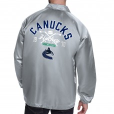 Vancouver Canucks Starter Gray Retro Logo Raglan Coaches Full-Snap Jacket