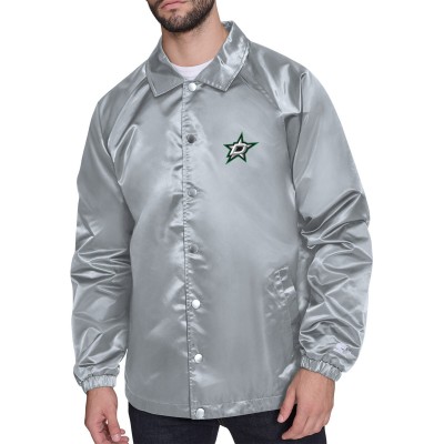 Dallas Stars Starter Gray Retro Logo Raglan Coaches Full-Snap Jacket