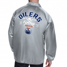 Куртка на кнопках Edmonton Oilers Starter Gray Retro Logo Raglan Coaches