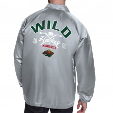 Minnesota Wild Starter Gray Retro Logo Raglan Coaches Full-Snap Jacket