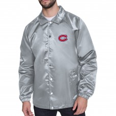 Montreal Canadiens Starter Gray Retro Logo Raglan Coaches Full-Snap Jacket
