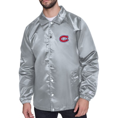 Montreal Canadiens Starter Gray Retro Logo Raglan Coaches Full-Snap Jacket
