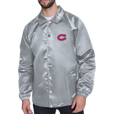 Montreal Canadiens Starter Gray Retro Logo Raglan Coaches Full-Snap Jacket