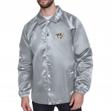 Nashville Predators Starter Gray Retro Logo Raglan Coaches Full-Snap Jacket