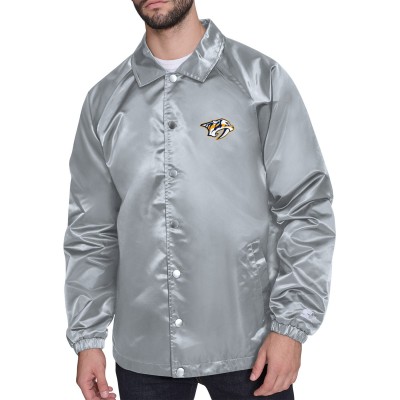Nashville Predators Starter Gray Retro Logo Raglan Coaches Full-Snap Jacket