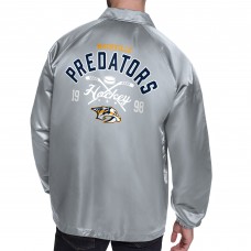 Nashville Predators Starter Gray Retro Logo Raglan Coaches Full-Snap Jacket