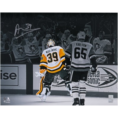 Alex Nedeljkovic Pittsburgh Penguins Autographed Fanatics Authentic 16 x 20 Goalie Goal Celebration Photograph
