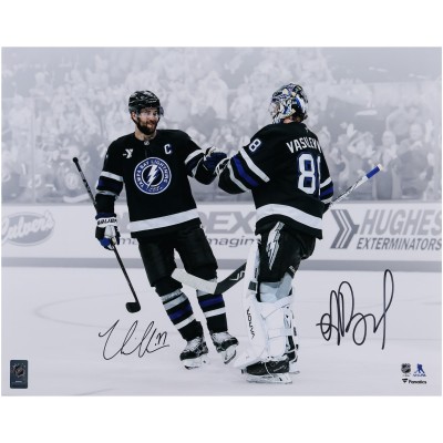 Victor Hedman & Andrei Vasilevskiy Tampa Bay Lightning Autographed Fanatics Authentic 16 x 20 Celebration Photograph