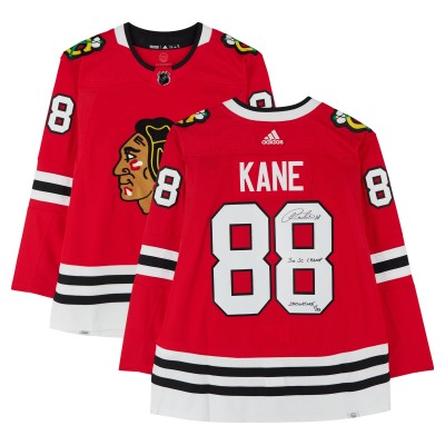 Игровая джерси Patrick Kane Chicago Blackhawks Autographed Fanatics Authentic Red adidas Authentic with 3x SC Champ & Showtime Inscriptions - Limited Edition of 25