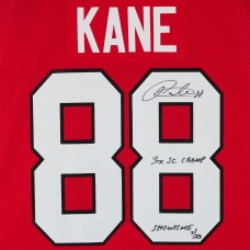 Игровая джерси Patrick Kane Chicago Blackhawks Autographed Fanatics Authentic Red adidas Authentic with 3x SC Champ & Showtime Inscriptions - Limited Edition of 25
