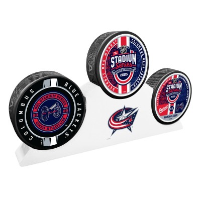 3 шайбы с подставкой Columbus Blue Jackets 2025 NHL Stadium Series
