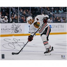 Seth Jones Chicago Blackhawks Autographed Fanatics Authentic 16 x 20 White Jersey Shooting Photograph