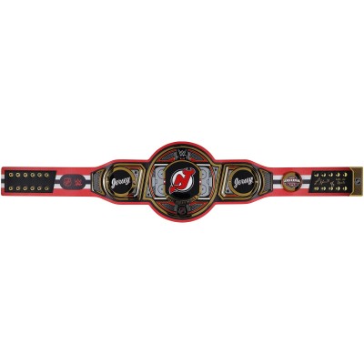 Luke Hughes New Jersey Devils Autographed Fanatics Authentic WWE Legacy Title Belt with Lets Go Devils Inscription - Limited Edition of 5