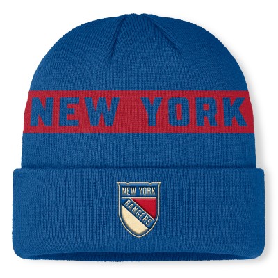 New York Rangers Fanatics Blue Centennial Authentic Pro Cuffed Knit Hat