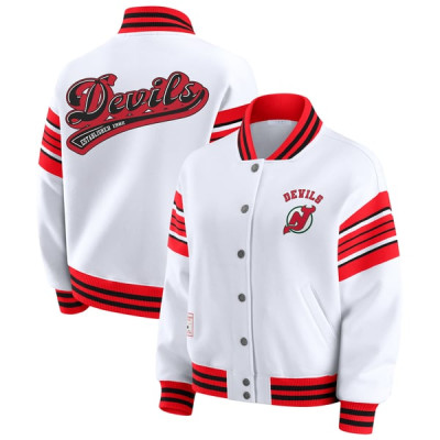 Женская свитшот New Jersey Devils WEAR by Erin Andrews White/Red Full-Snap Fleece Jacket