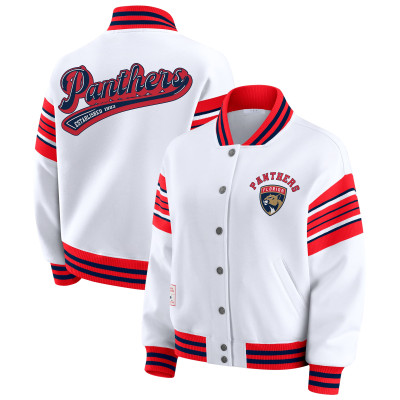 Женская свитшот Florida Panthers WEAR by Erin Andrews White/Red Full-Snap Fleece Jacket