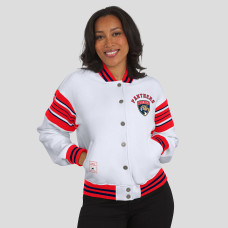 Женская свитшот Florida Panthers WEAR by Erin Andrews White/Red Full-Snap Fleece Jacket