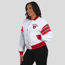 Женская свитшот Florida Panthers WEAR by Erin Andrews White/Red Full-Snap Fleece Jacket