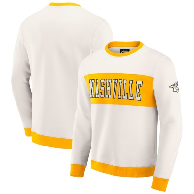 Nashville Predators Darius Rucker Collection by Fanatics Cream Colorblock Pullover Sweatshirt