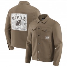 New Jersey Devils Darius Rucker Collection by Fanatics Tan Trucker Full-Button Jacket