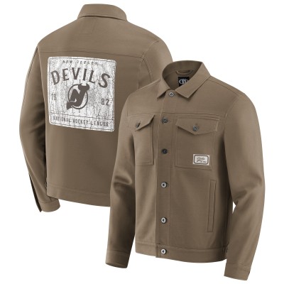 New Jersey Devils Darius Rucker Collection by Fanatics Tan Trucker Full-Button Jacket