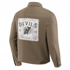 New Jersey Devils Darius Rucker Collection by Fanatics Tan Trucker Full-Button Jacket