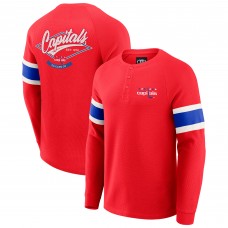 Washington Capitals Darius Rucker Collection by Fanatics Red Waffle-Knit Raglan Long Sleeve Henley T-Shirt