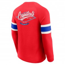 Washington Capitals Darius Rucker Collection by Fanatics Red Waffle-Knit Raglan Long Sleeve Henley T-Shirt