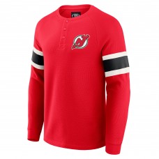 New Jersey Devils Darius Rucker Collection by Fanatics Red Waffle-Knit Raglan Long Sleeve Henley T-Shirt