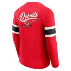 New Jersey Devils Darius Rucker Collection by Fanatics Red Waffle-Knit Raglan Long Sleeve Henley T-Shirt