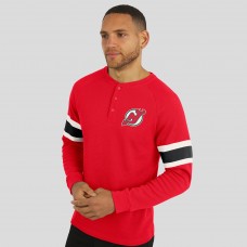 New Jersey Devils Darius Rucker Collection by Fanatics Red Waffle-Knit Raglan Long Sleeve Henley T-Shirt