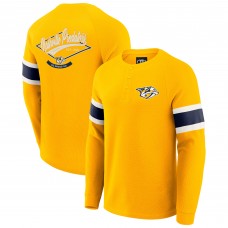 Nashville Predators Darius Rucker Collection by Fanatics Gold Waffle-Knit Raglan Long Sleeve Henley T-Shirt