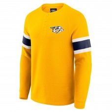 Nashville Predators Darius Rucker Collection by Fanatics Gold Waffle-Knit Raglan Long Sleeve Henley T-Shirt