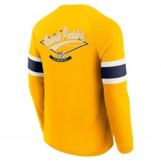 Nashville Predators Darius Rucker Collection by Fanatics Gold Waffle-Knit Raglan Long Sleeve Henley T-Shirt