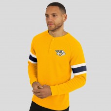 Nashville Predators Darius Rucker Collection by Fanatics Gold Waffle-Knit Raglan Long Sleeve Henley T-Shirt