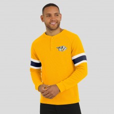 Nashville Predators Darius Rucker Collection by Fanatics Gold Waffle-Knit Raglan Long Sleeve Henley T-Shirt