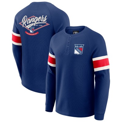 New York Rangers Darius Rucker Collection by Fanatics Navy Waffle-Knit Raglan Long Sleeve Henley T-Shirt