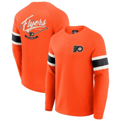 Футболка с длинным рукавом Philadelphia Flyers Darius Rucker Collection by Fanatics Orange Waffle-Knit Raglan Henley