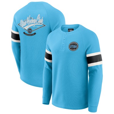 Utah Hockey Club Darius Rucker Collection by Fanatics Light Blue Waffle-Knit Raglan Long Sleeve Henley T-Shirt