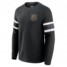 Футболка Vegas Golden Knights Darius Rucker Collection by Fanatics Black Waffle-Knit Raglan Long Sleeve Henley