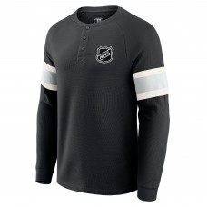 NHL Darius Rucker Collection by Fanatics Black Waffle-Knit Raglan Long Sleeve Henley T-Shirt