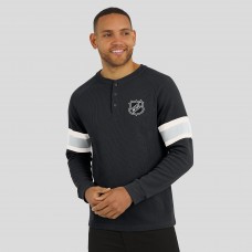 NHL Darius Rucker Collection by Fanatics Black Waffle-Knit Raglan Long Sleeve Henley T-Shirt