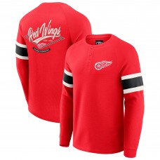 Detroit Red Wings Darius Rucker Collection by Fanatics Red Waffle-Knit Raglan Long Sleeve Henley T-Shirt