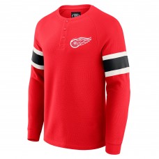 Detroit Red Wings Darius Rucker Collection by Fanatics Red Waffle-Knit Raglan Long Sleeve Henley T-Shirt