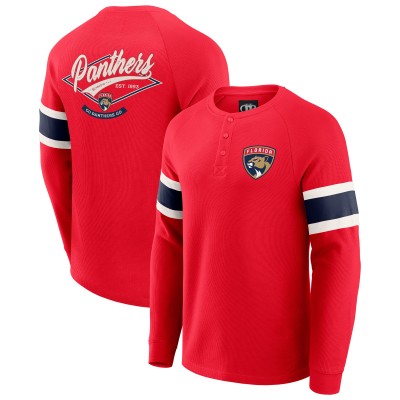 Футболка с длинным рукавом Florida Panthers Darius Rucker Collection by Fanatics Red Waffle-Knit Raglan Henley