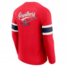 Футболка с длинным рукавом Florida Panthers Darius Rucker Collection by Fanatics Red Waffle-Knit Raglan Henley