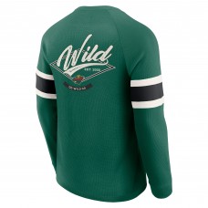 Футболка с длинным рукавом Minnesota Wild Darius Rucker Collection by Fanatics Green Waffle-Knit Raglan Henley 