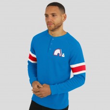 Футболка Quebec Nordiques Darius Rucker Collection by Fanatics Blue Waffle-Knit Raglan Long Sleeve Henley